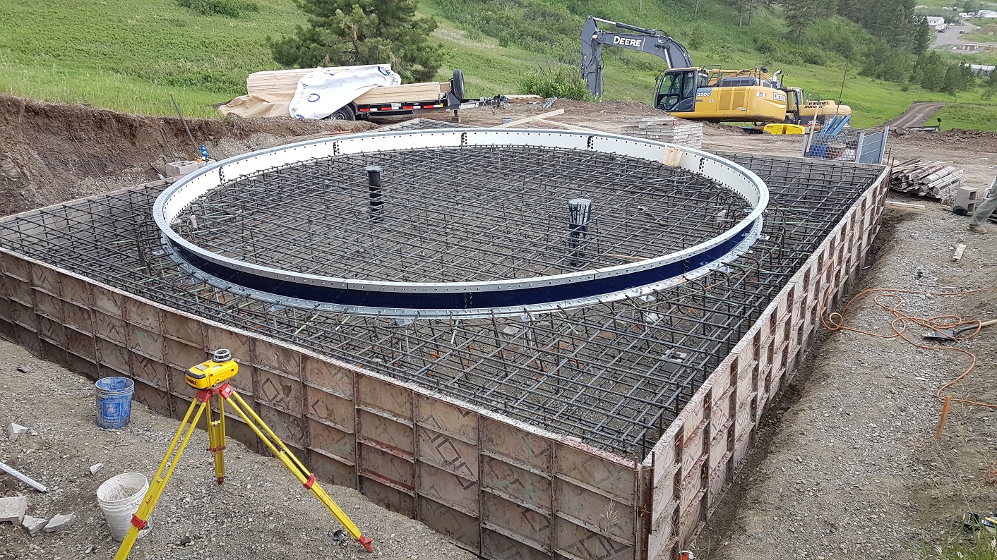 Foundation construction and Leveling of the embedded ring. Box Elder