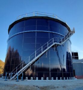 Blue Bolted Water Tank with Spiral Staircase